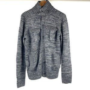 Haggar Mens Sweater Gray Button Up Cardigan Size M